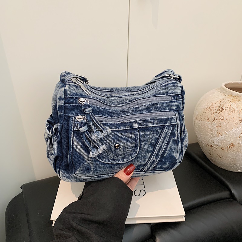 Women'S Kipling Bags - ストリートスタイル レトロ ブルーデニムバッグ 2026 夏 マルチポケット