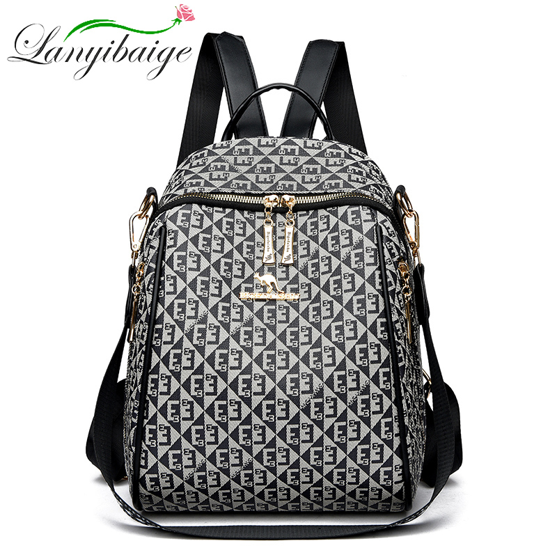 Women Bags Medium Size - 女性のレトロなレタープリントのショルダーバッグ,有名なデザイナーのバックパック,大容量の学生バッグ,新しいファッション,2024