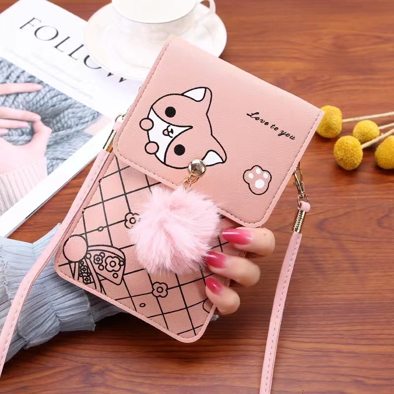 Phone Bag Crossbody - かわいい漫画柄のタッチスクリーン対応スマホバッグ 女性用 - スリムで透明なクロスボディバッグ ミニショルダーポーチ ウォレット