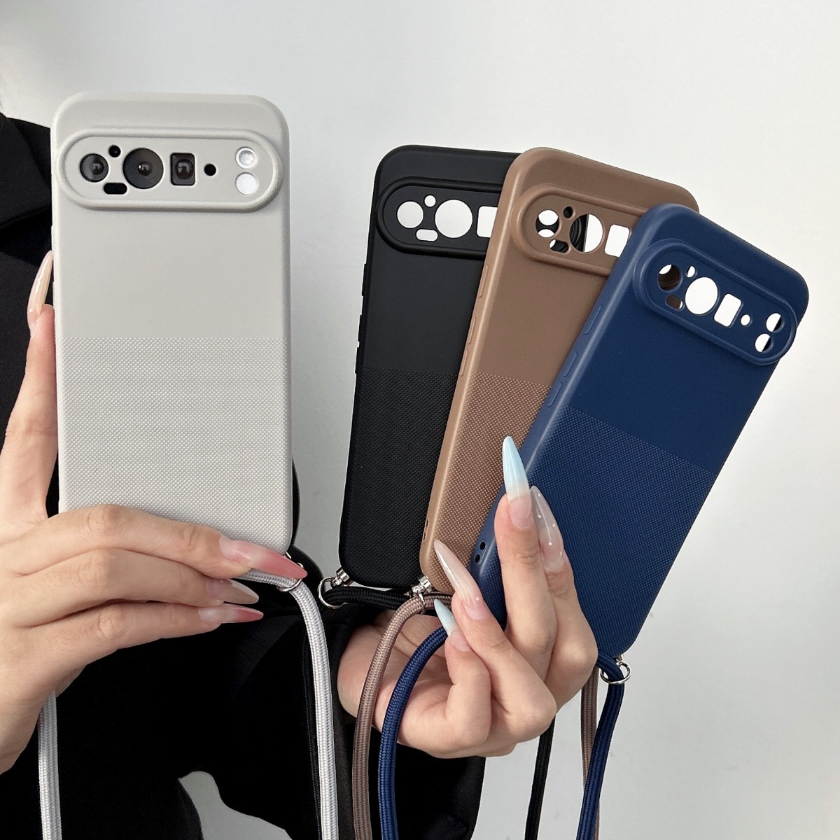 Phone Bag Crossbody - クロスボディランヤードストラップ付きマットTPUスマホケース Google Pixel 6 7 9