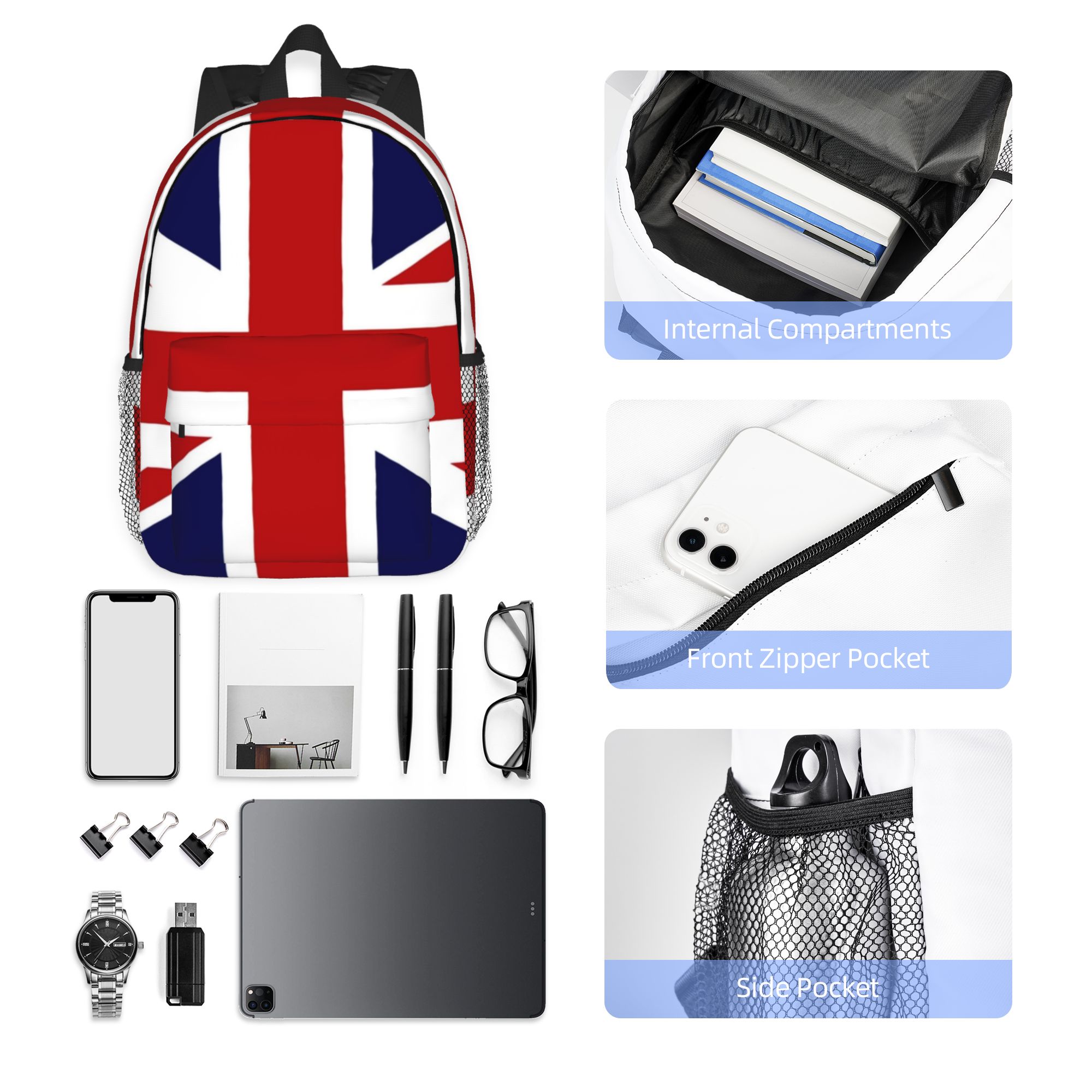 英国のユニオンジャック旗バックパックホットセールデイパック大 - Women Bags Uk Sale のレビューと価格