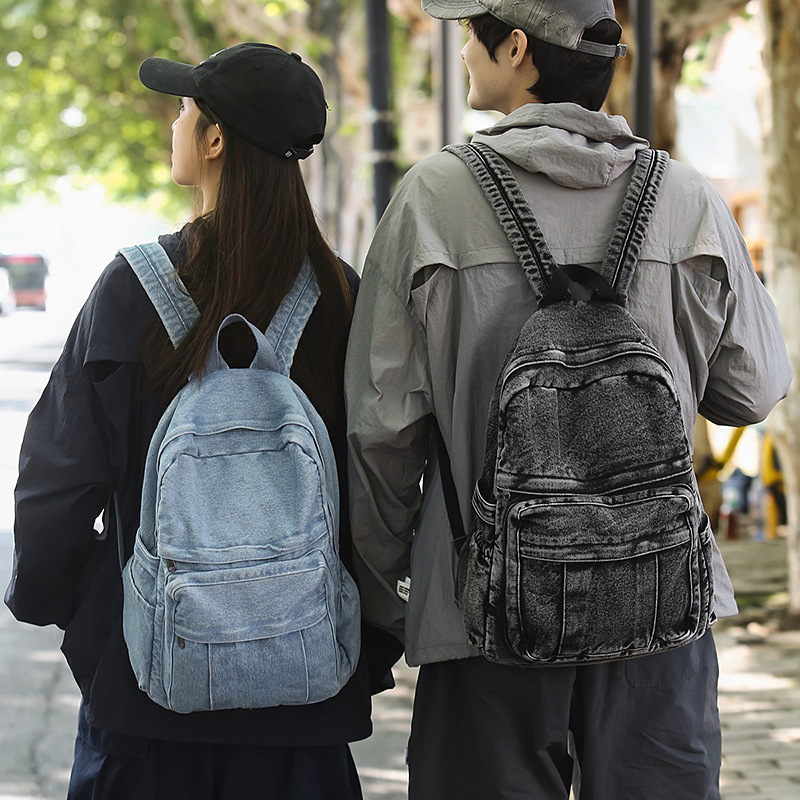 レトロデニムバックパック大容量男性と女性のアウトドアスポーツ - Women'S Kipling Bags のレビューと価格