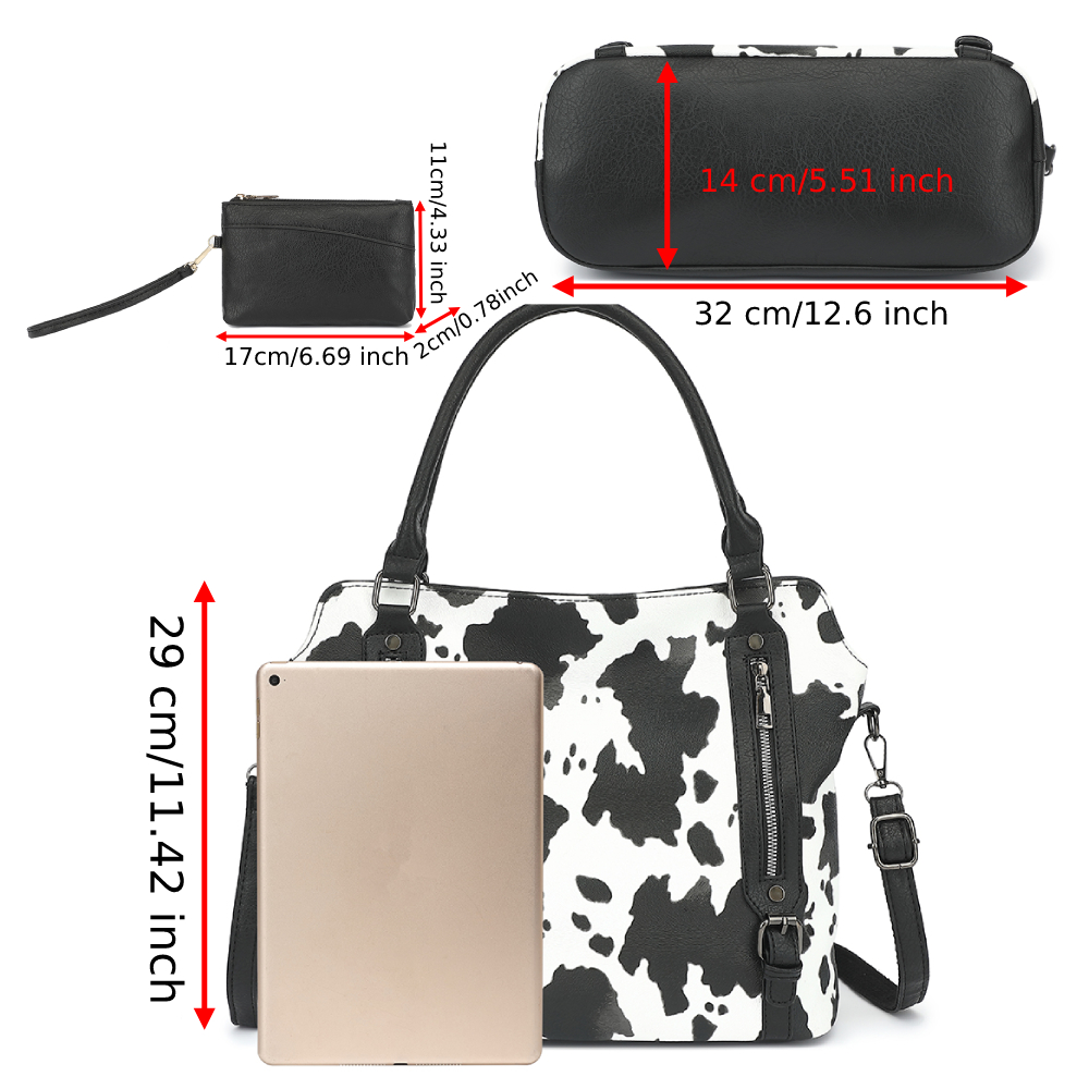女性用PUレザートートバッグ,クラシックな牛柄のバッグ,大容 - Women Bags Medium Size のレビューと価格
