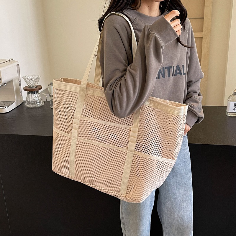 中空大容量化粧収納袋女性多機能メッシュショルダーバッグ旅行透 - Women Bags Medium Size のレビューと価格