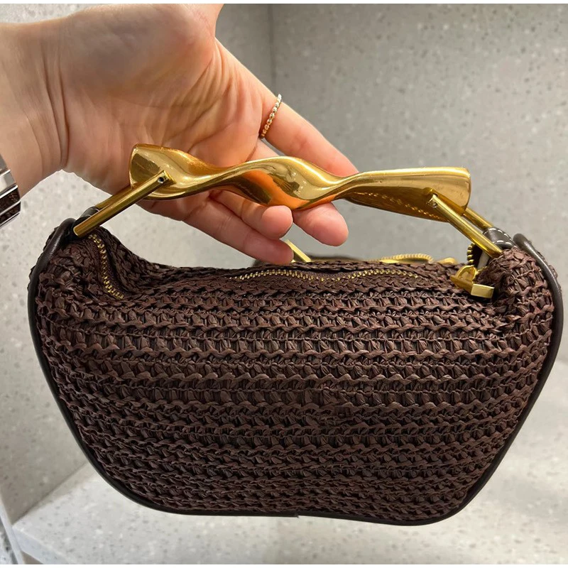 ゴールドハンドルブランド手織りハンドバッグ絶妙なハイエンドレ - Women Bags High End Brands のレビューと価格