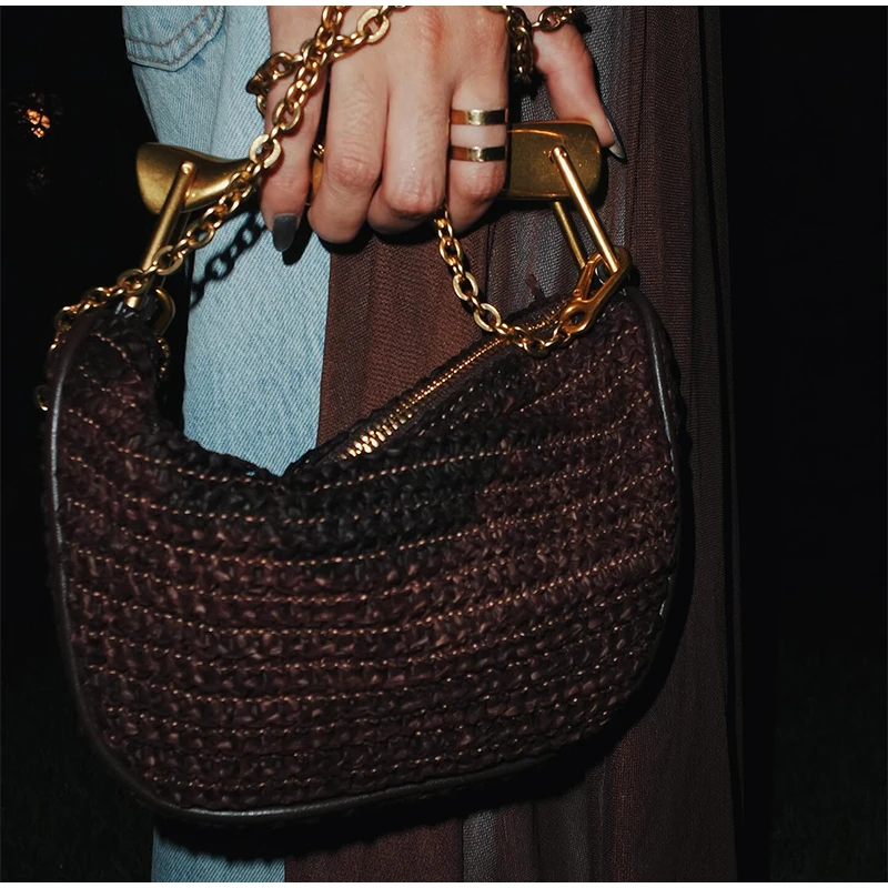 ゴールドハンドルブランド手織りハンドバッグ絶妙なハイエンドレ - Women Bags High End Brands のレビューと価格