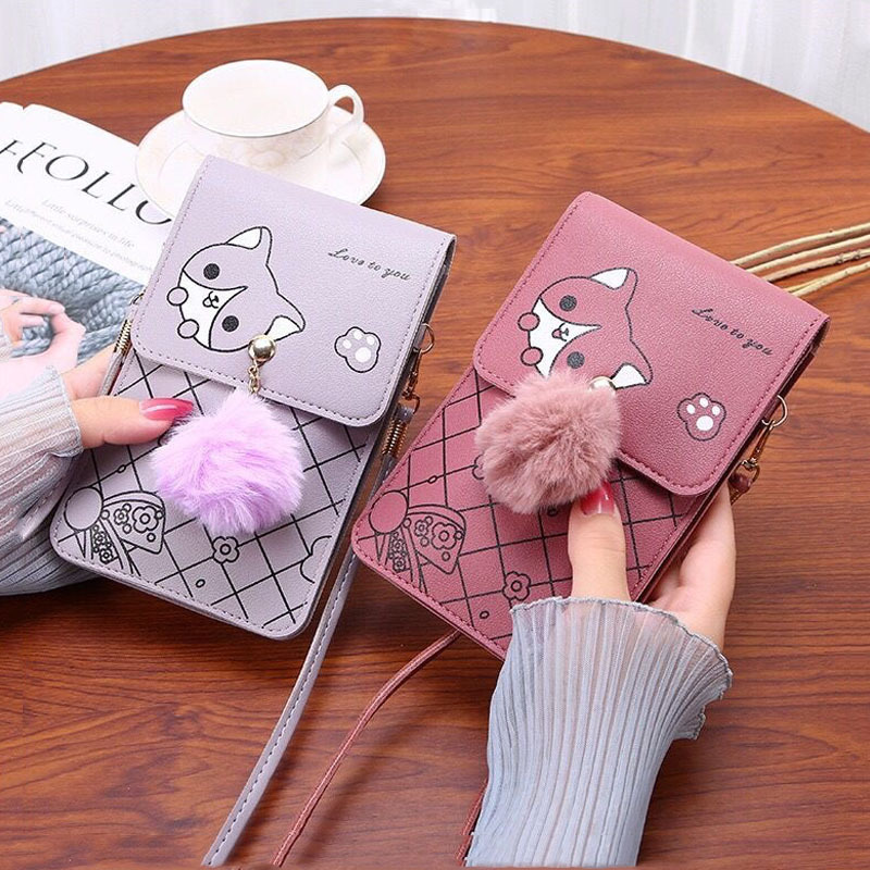 かわいい漫画柄のタッチスクリーン対応スマホバッグ 女性用 - - Phone Bag Crossbody のレビューと価格
