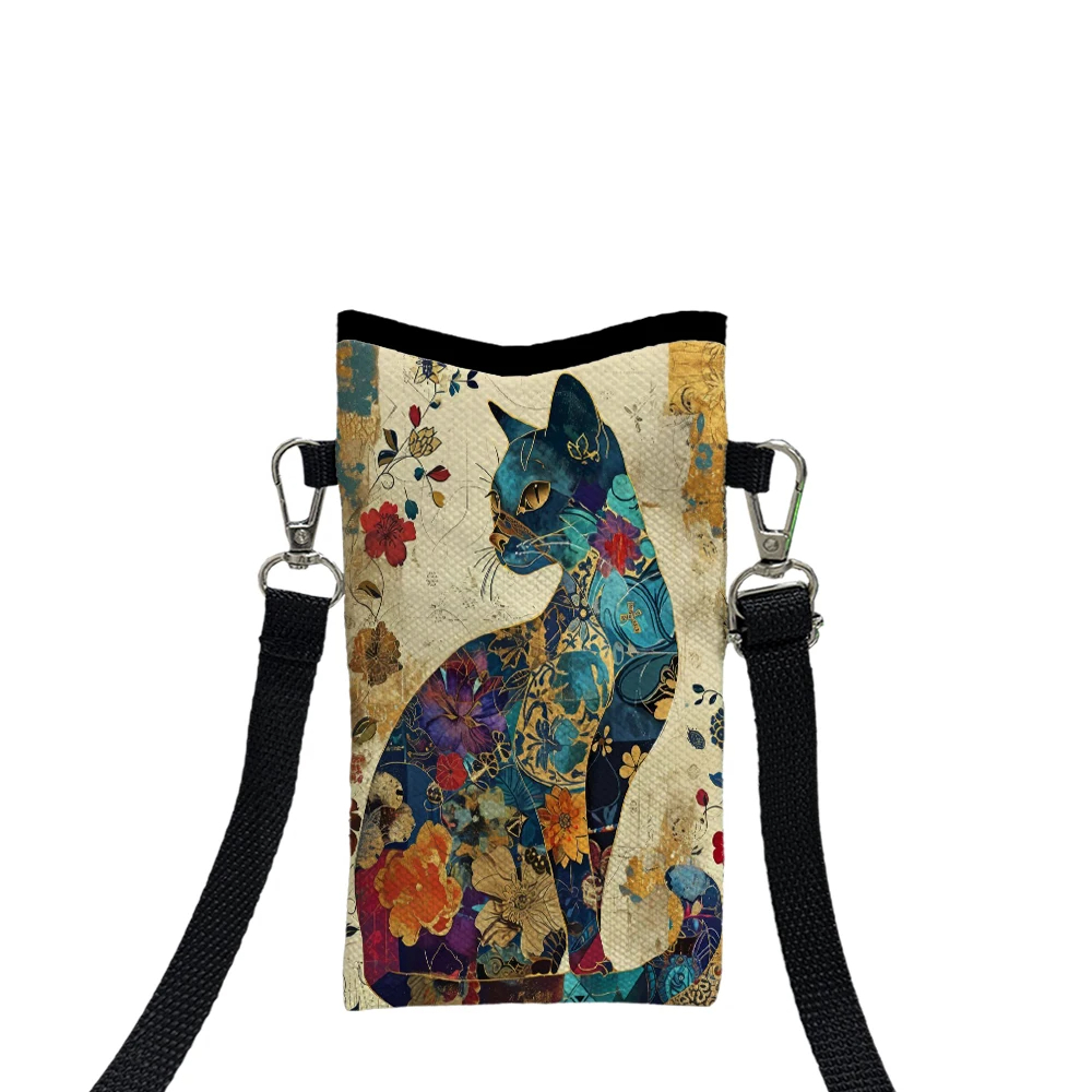 花柄猫柄クロスボディバッグプリント電話財布調節可能なショルダ - Phone Bag Crossbody のレビューと価格
